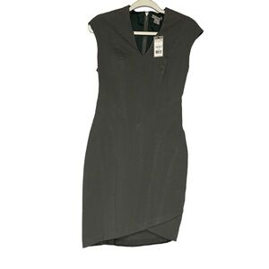 NWT Helmut Lang slate‎ Bodycon Asymmetrical Sleeveless Midi Dress. Size L